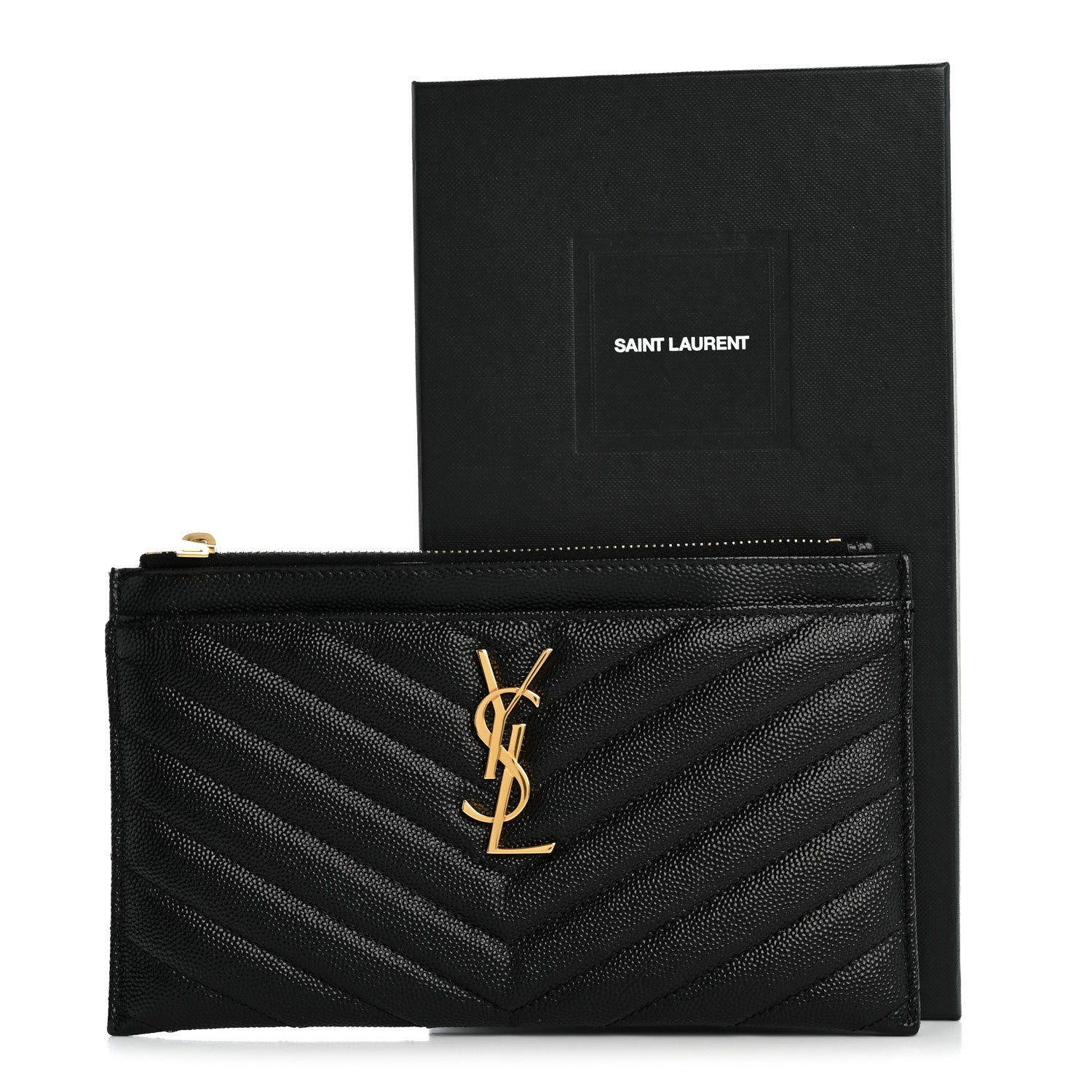Grain De Poudre Chevron Monogram Bill Pouch Black