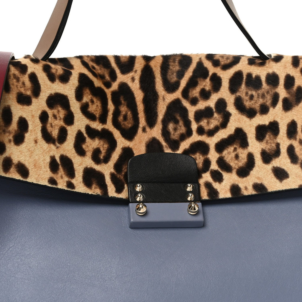 Calfskin Pony Hair Colorblock Mime Single Handle Bag Multicolor