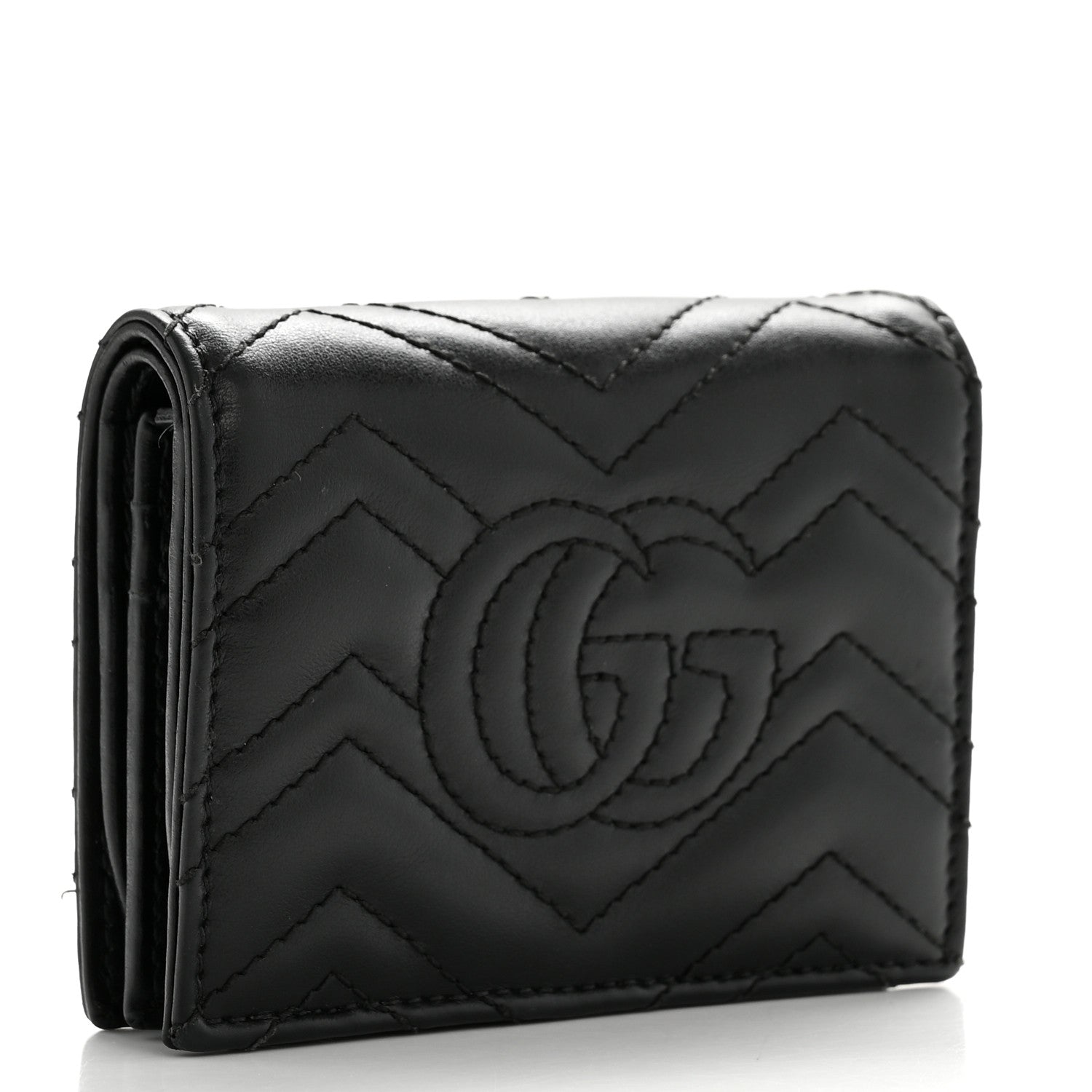 Calfskin Matelasse GG Marmont  Case Wallet Black