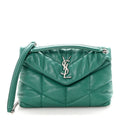 Lambskin Quilted Small Loulou Puffer Monogram Chain Satchel Green Field