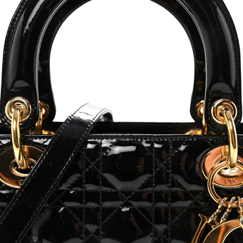 Patent Cannage Medium Lady Dior Black