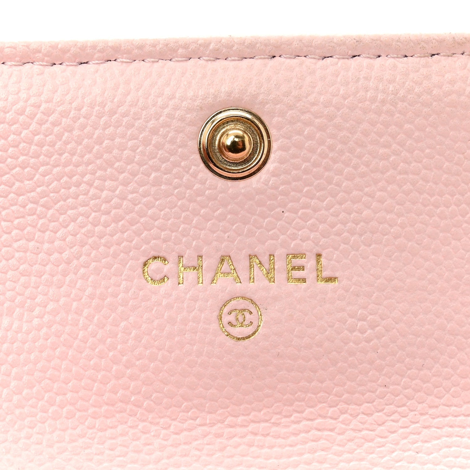 Caviar Quilted Crystal CC Flap  Holder Pink