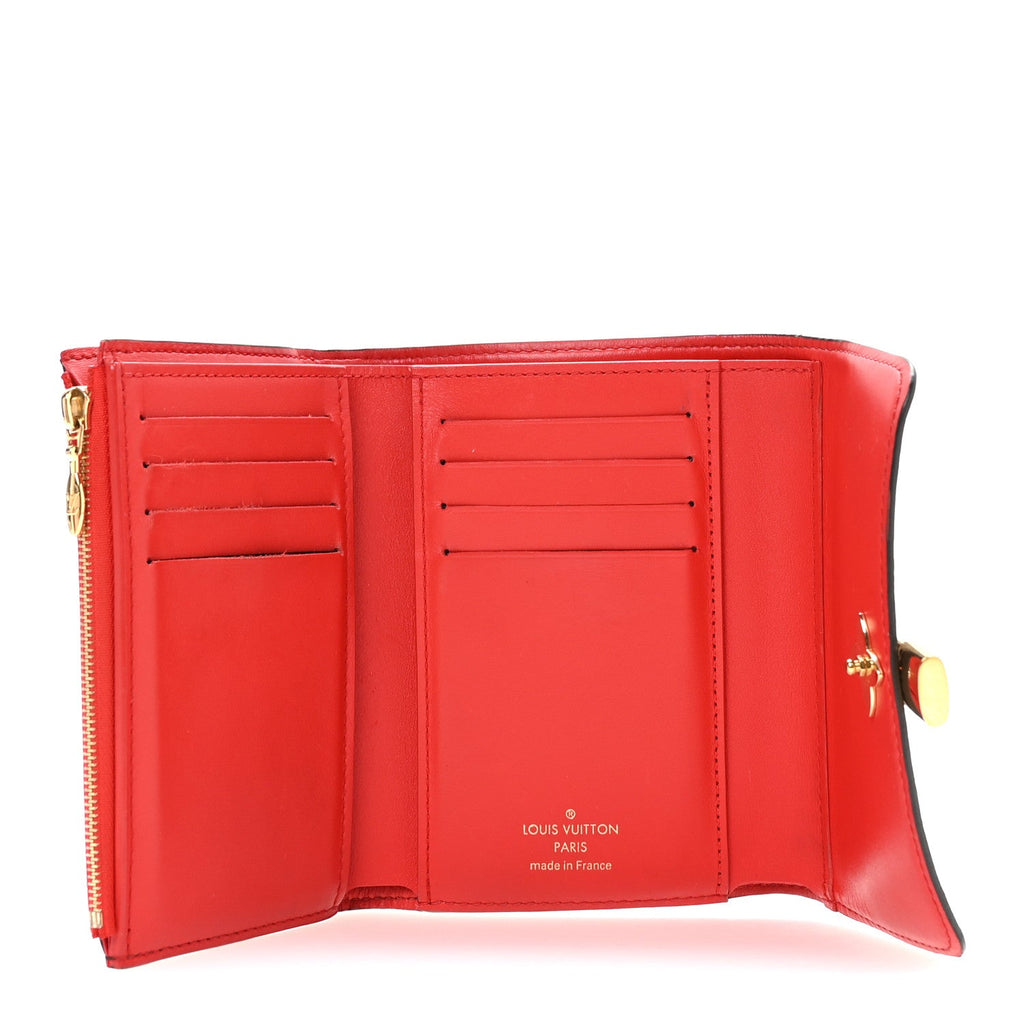 Monogram Flower Lock Compact Wallet Coquelicot