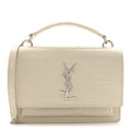 Calfskin Crocodile Embossed Monogram Sunset Chain Wallet Blanc Vintage