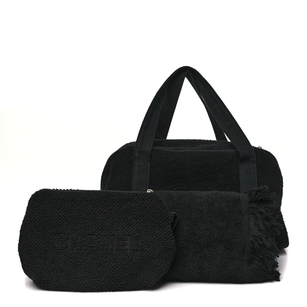 Terry Cotton CC Beach Duffel Towel Set Black