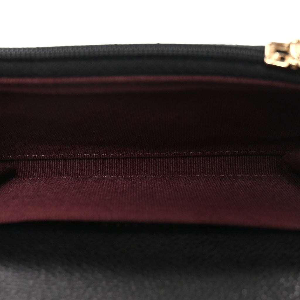 Caviar Quilted Flap  Holder Wallet Black