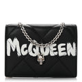 Nappa Graffiti Quilted Graffiti Skull  Holder on Chain Black White
