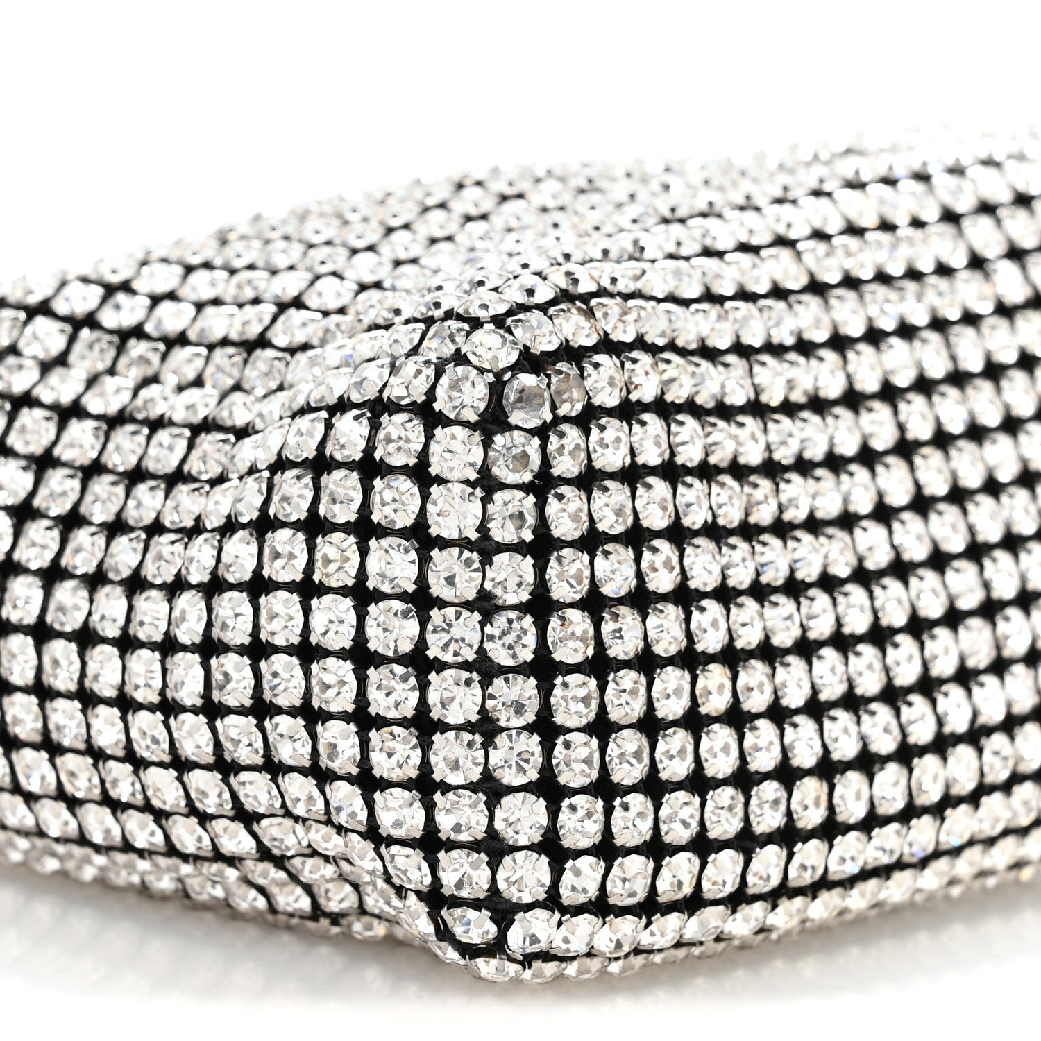 Mesh Crystal Rhinestone Mini Heiress Pouch Black Silver