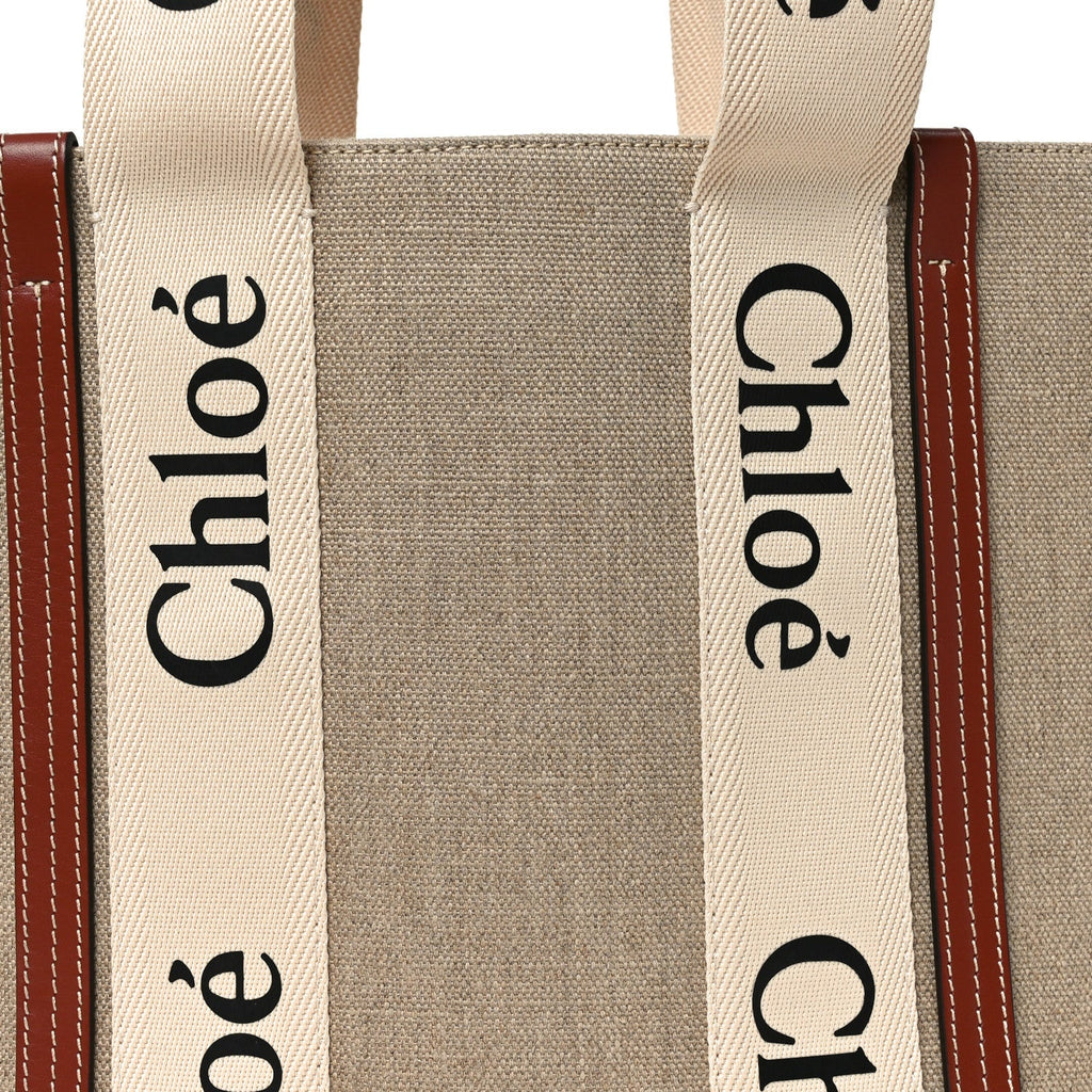 Cotton Calfskin Medium Woody Ribbon Tote White Brown