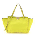 Vitello Medium Rockstud Tote Yellow Fluo