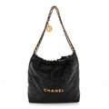 Shiny Calfskin Quilted Small Chanel 22 Black