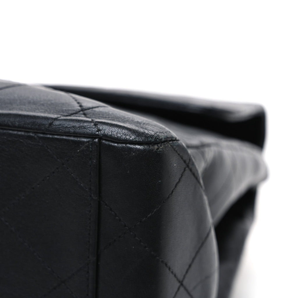 Lambskin Quilted XL Jumbo Single Flap Black