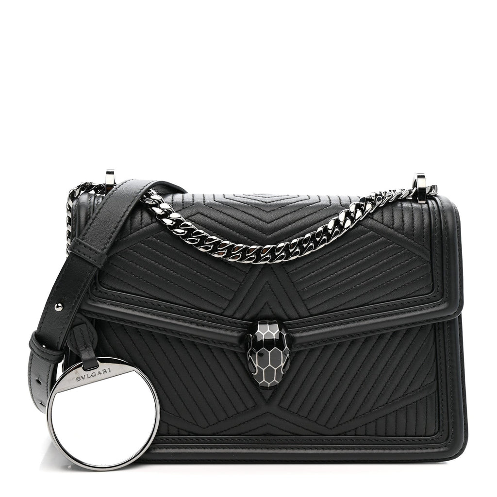 Quilted Nappa Smooth Calfskin Serpenti Forever Diamond Blast Shoulder Bag Black