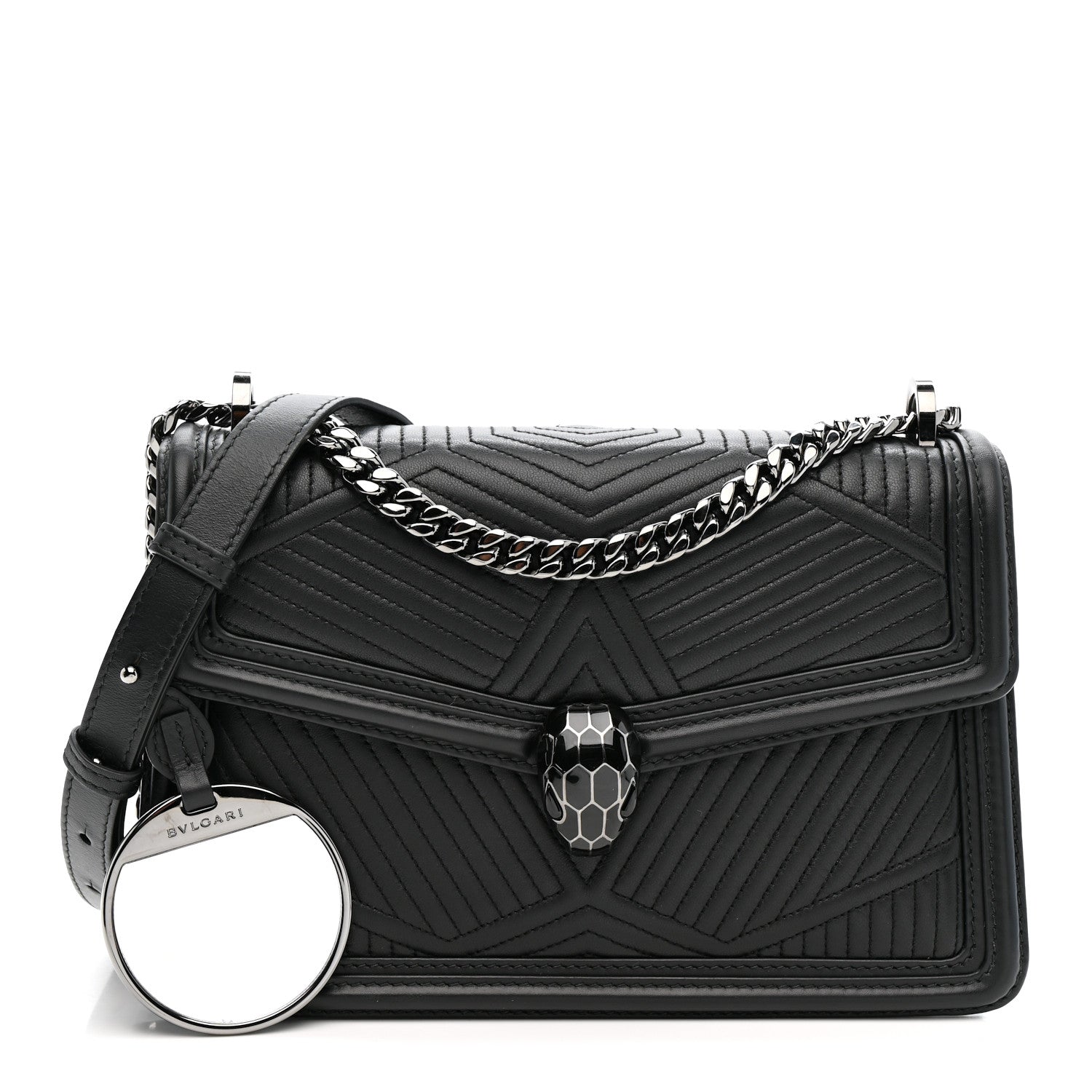 Quilted Nappa Smooth Calfskin Serpenti Forever Diamond Blast Shoulder Bag Black