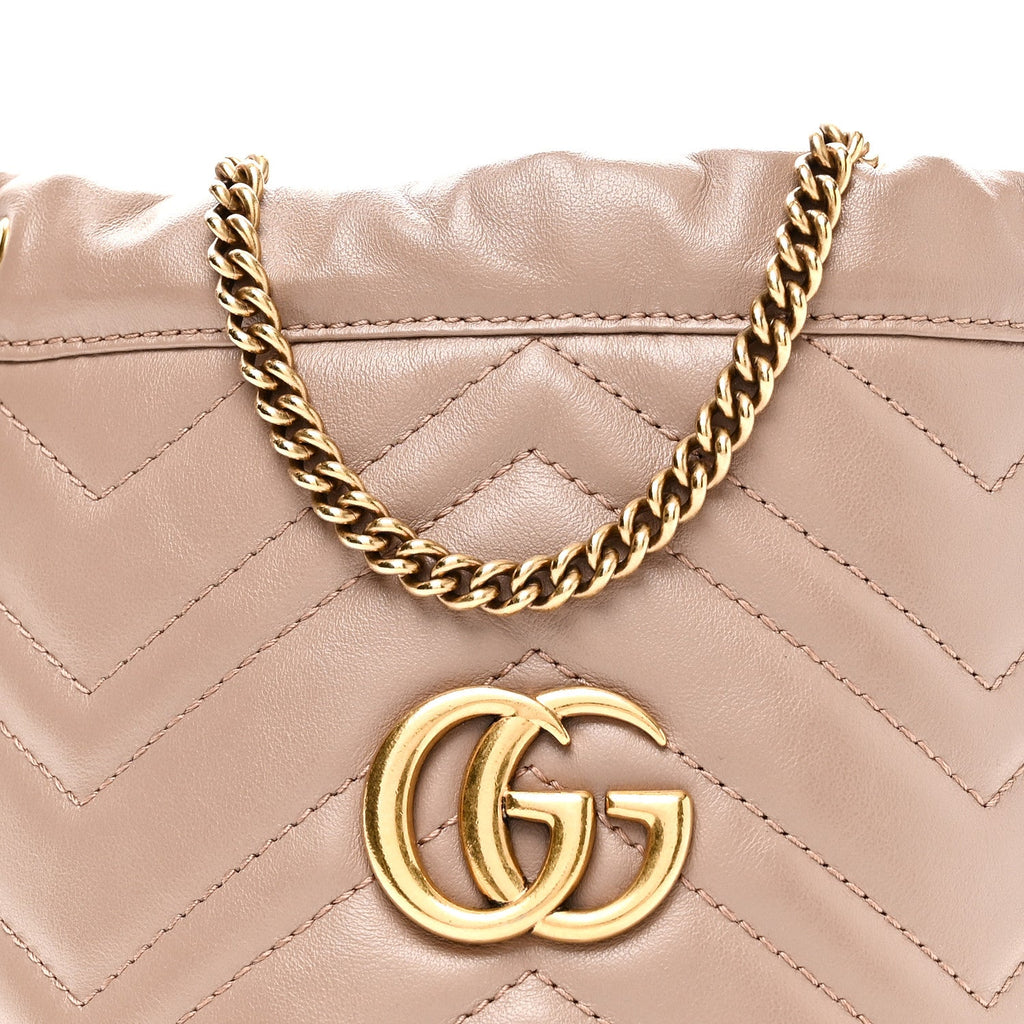 Calfskin Matelasse Mini GG Marmont 2.0 Bucket Bag Porcelain Rose