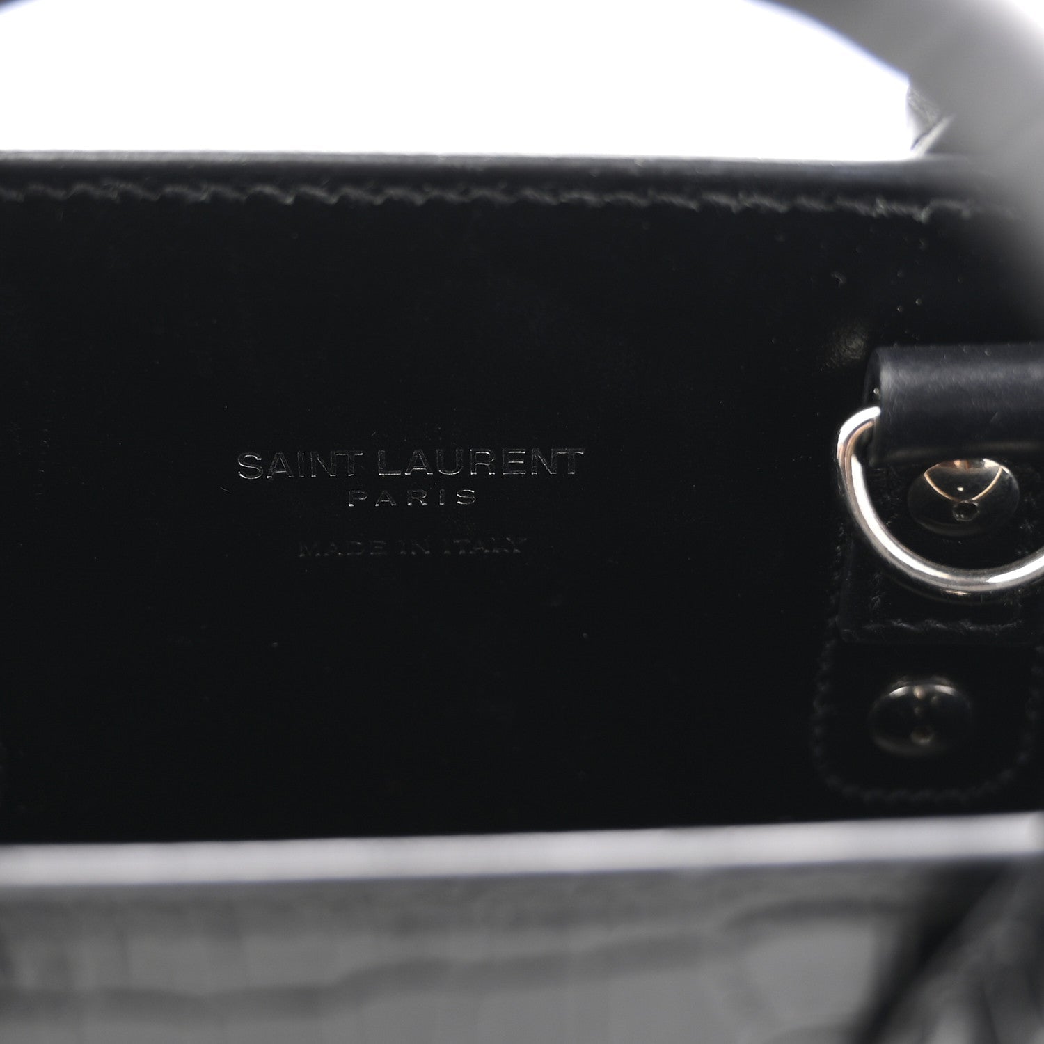 Calfskin Crocodile Embossed Nano Sac De Jour Black