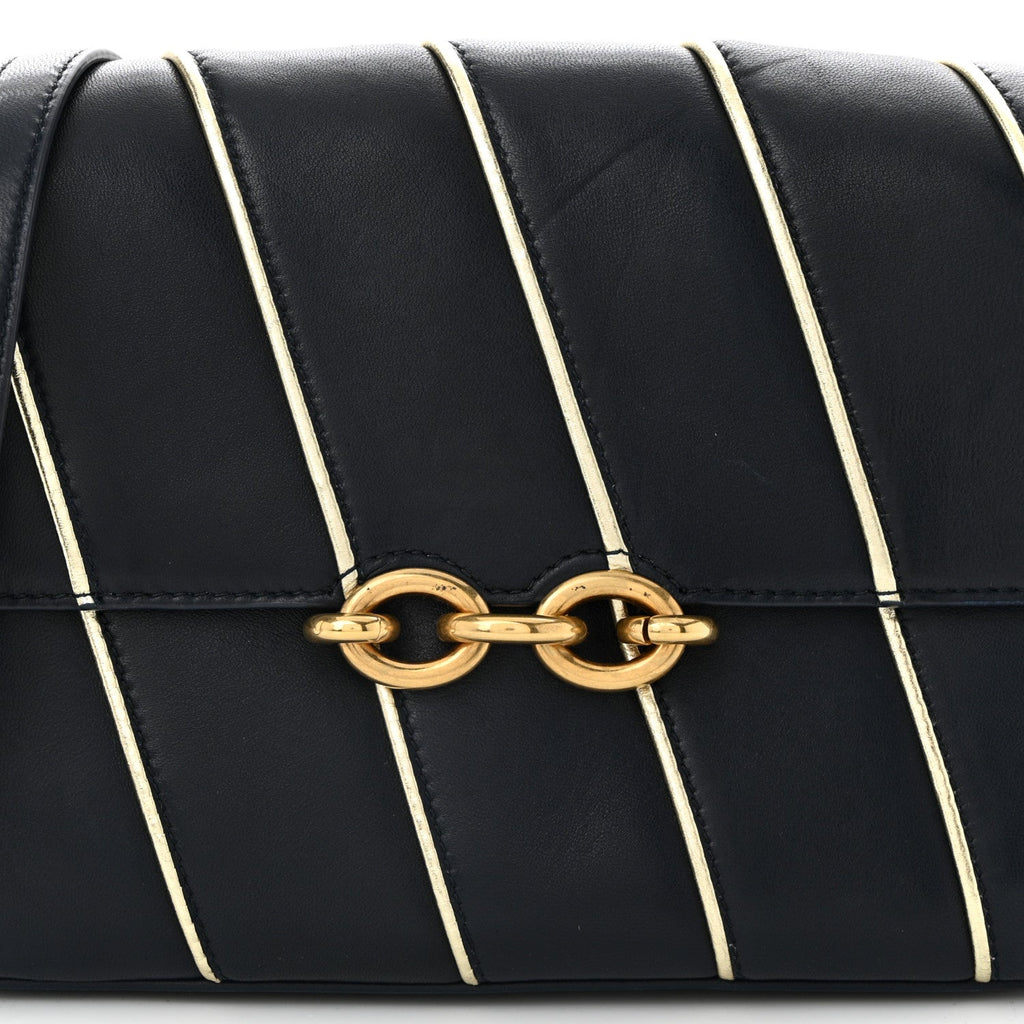 Lambskin Quilted Le Maillon Satchel Marine