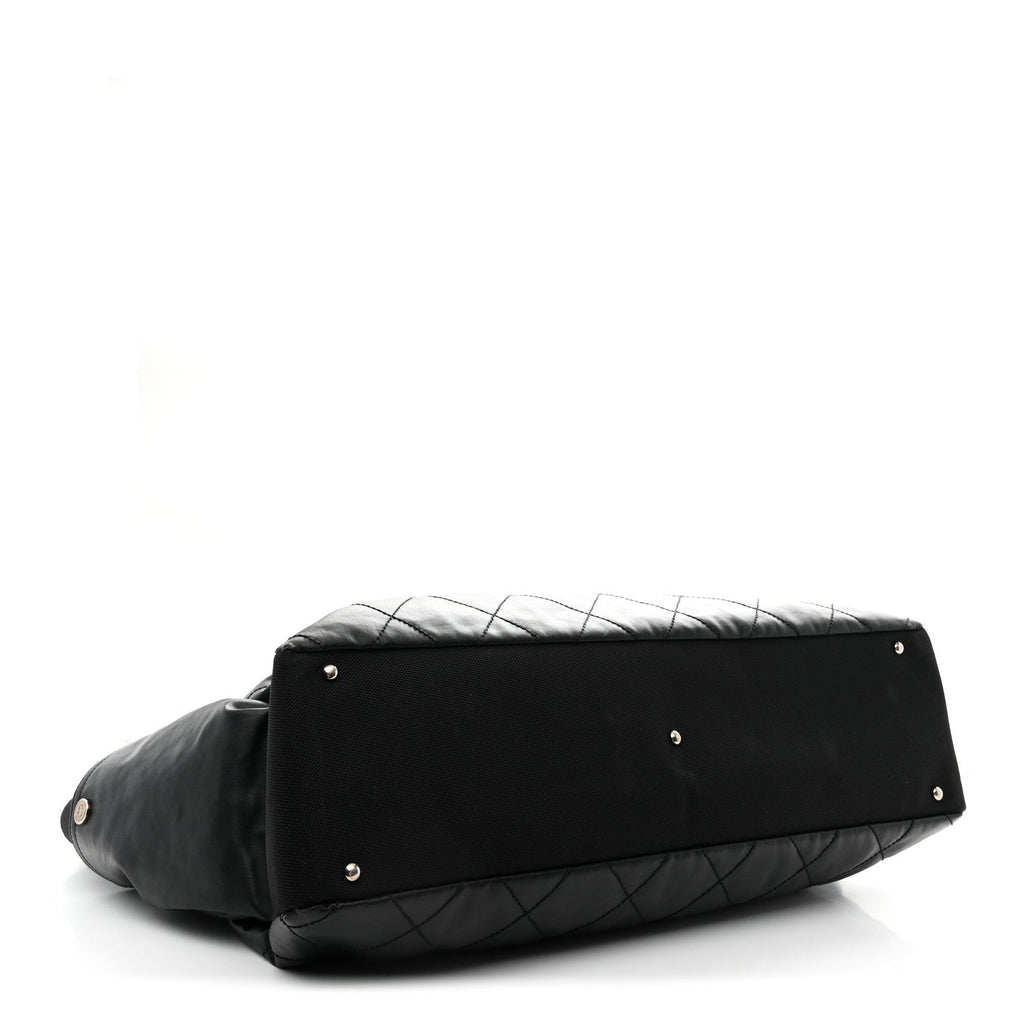 Coated Canvas Stitched XL Paris Biarritz Tote Black