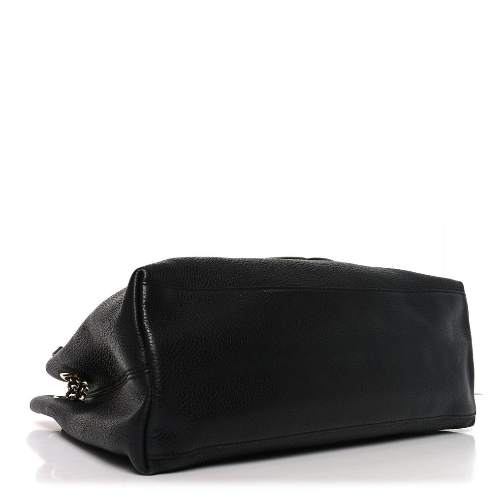 Pebbled Calfskin Medium Soho Chain Shoulder Bag Black