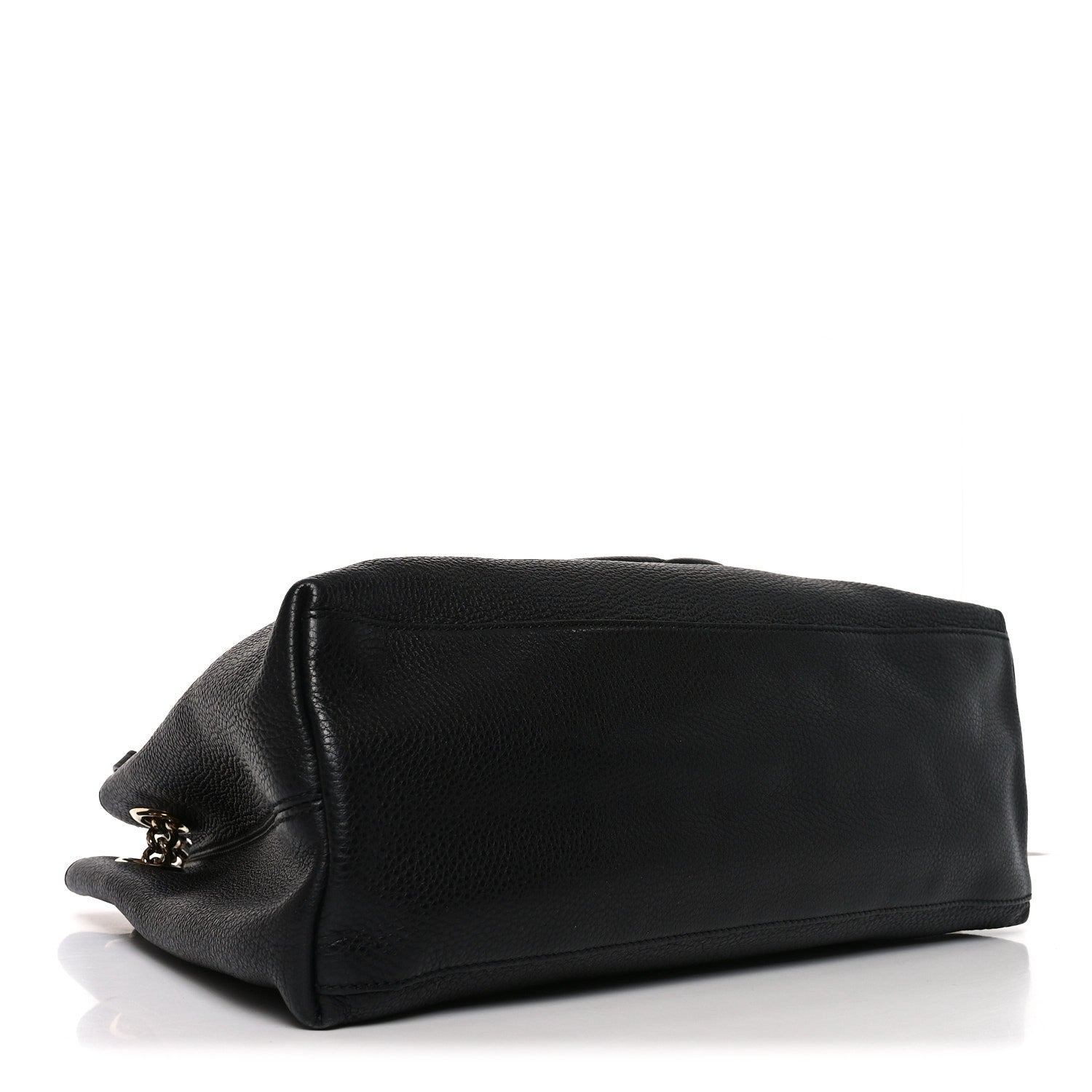 Pebbled Calfskin Medium Soho Chain Shoulder Bag Black