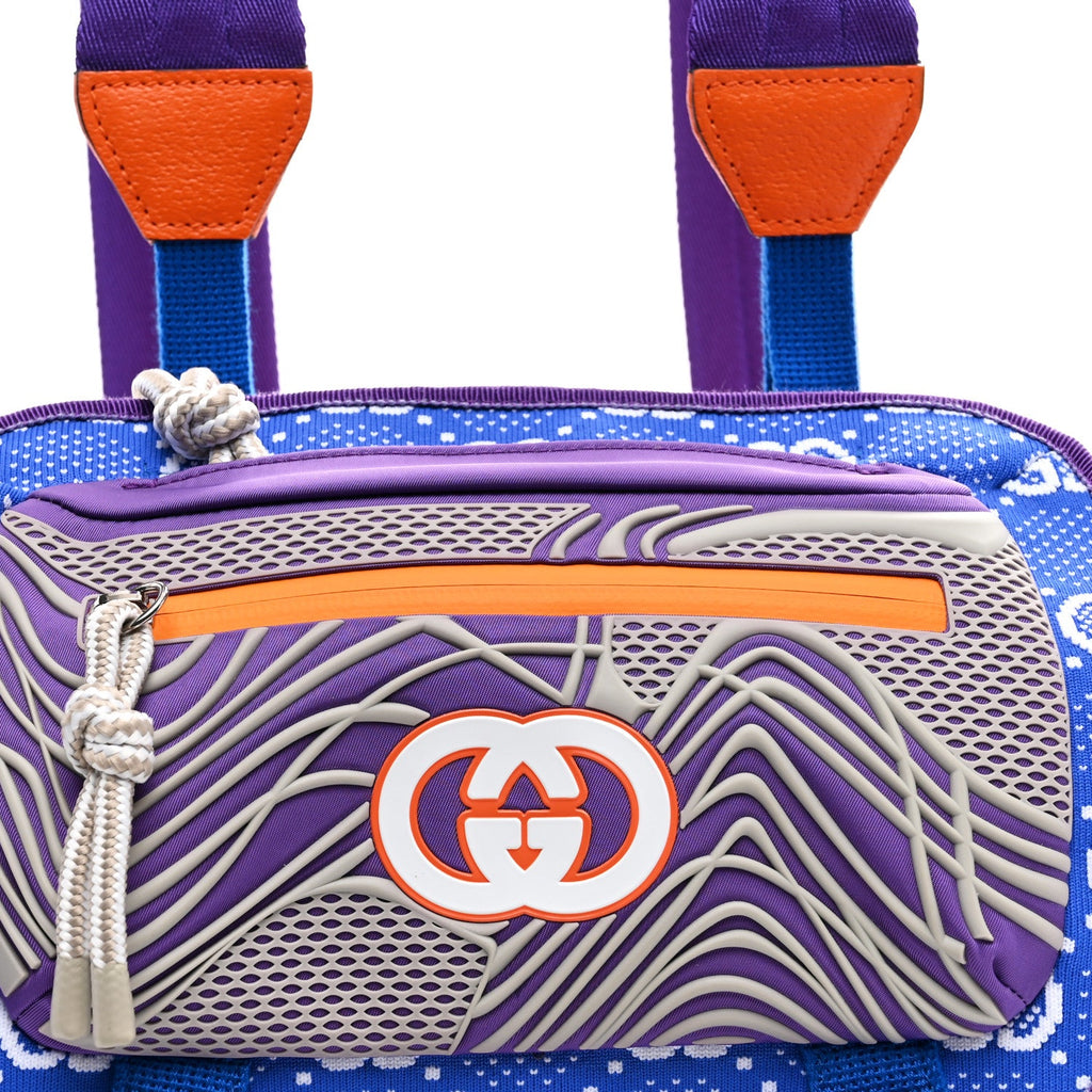 Jersey GG Monogram All Over Sporty Flap Backpack Blue Multicolor