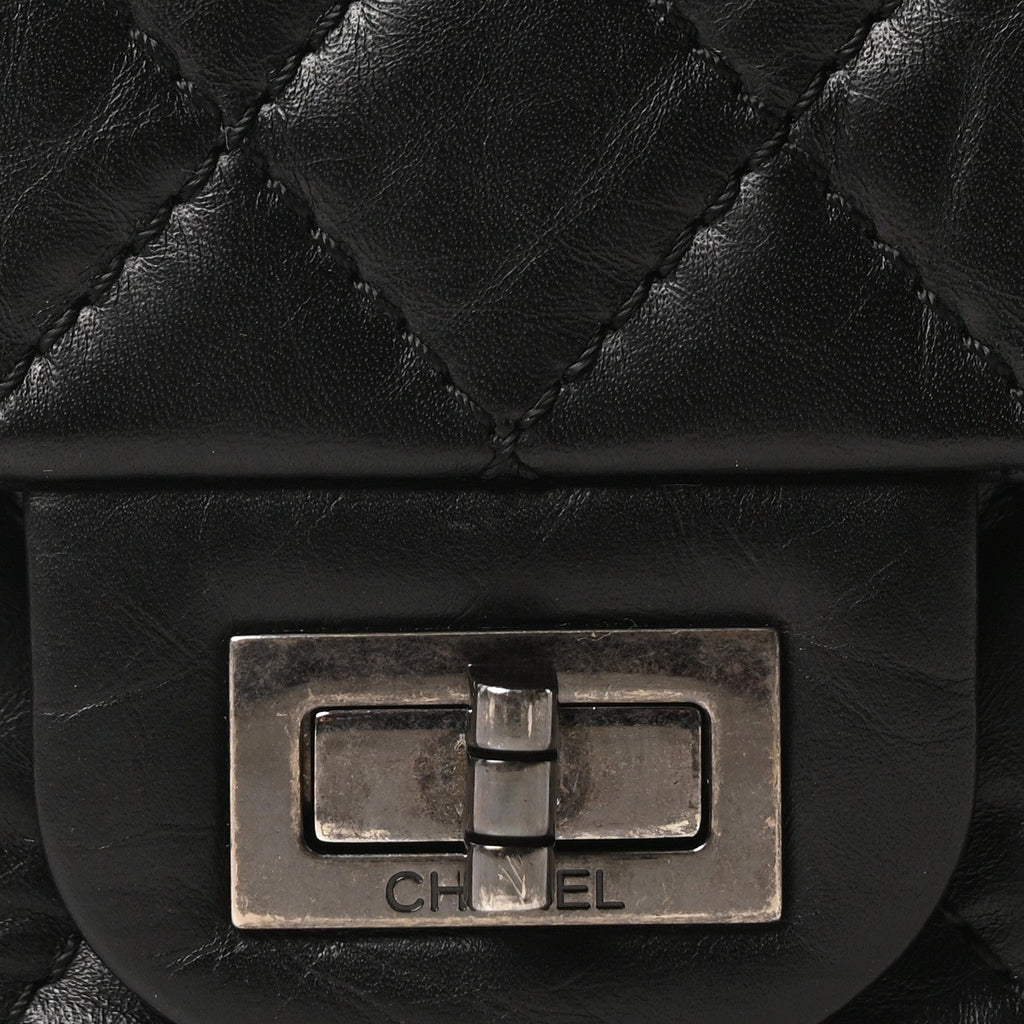 Aged Calfskin Quilted 2.55 Reissue 225 Flap Black