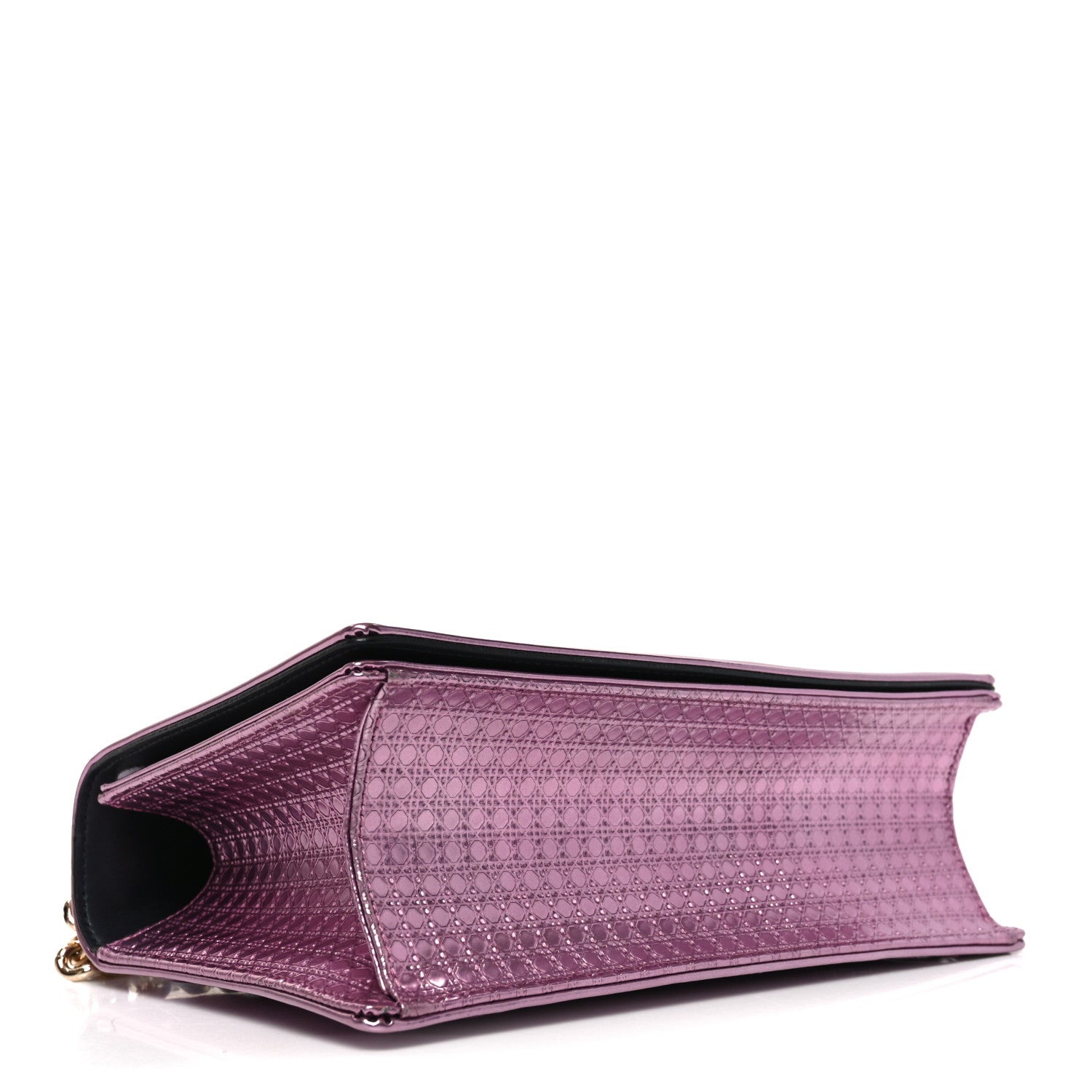 Metallic Patent Micro-Cannage Medium Diorama Flap Bag Pink