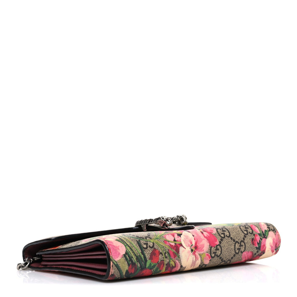 GG Supreme Monogram Blooms Mini Dionysus Chain Wallet Beige Multicolor Dry Rose