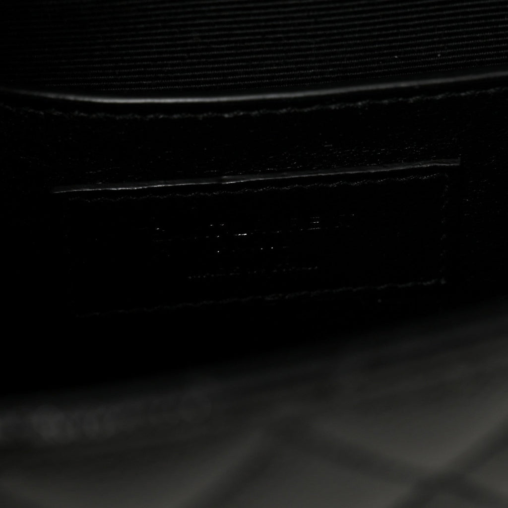 Grain De Poudre Textured Mixed Matelasse Triquilt Small Monogram Monochrome Satchel Black