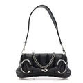 Nappa Vertical Matelasse Small Maxi Horsebit Chain Shoulder Bag Black