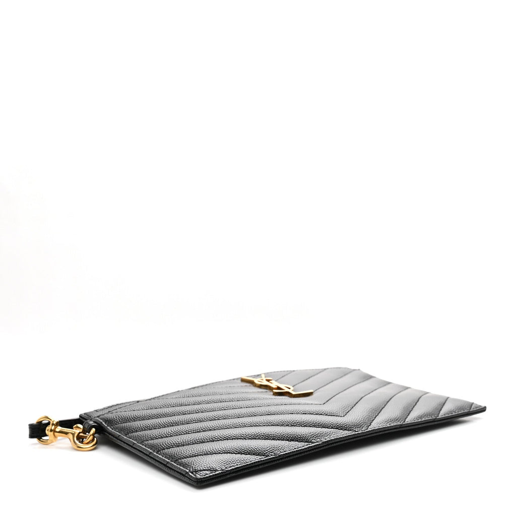 Grain De Poudre Chevron Monogram Large Bill Pouch Black