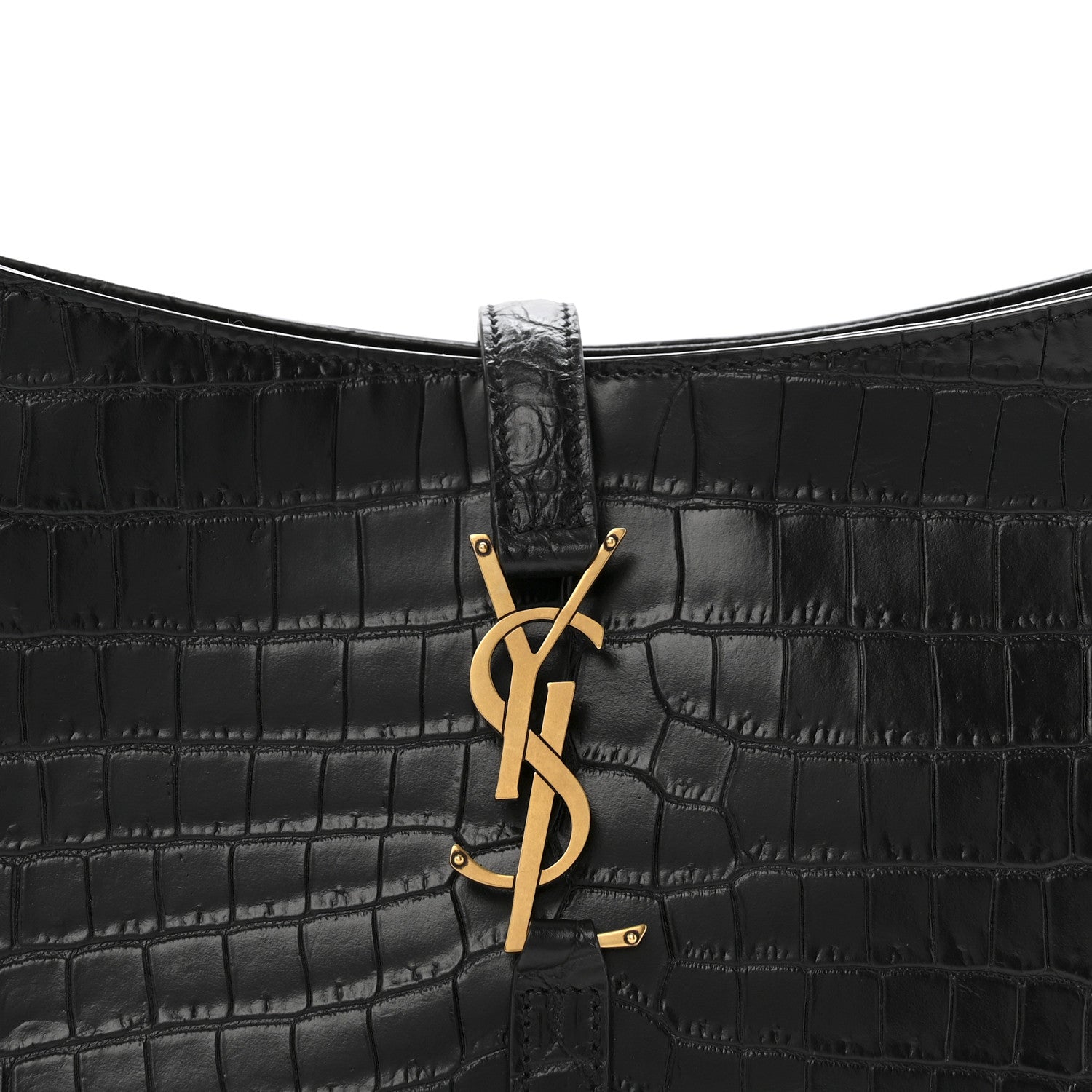 Calfskin Crocodile Embossed Le 5 A 7 Hobo Black