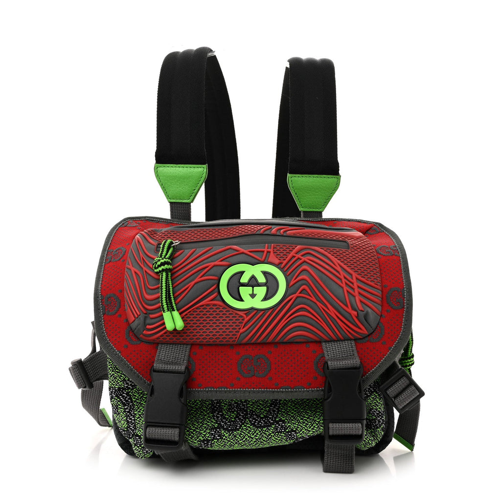 Jersey GG Monogram All Over Sporty Flap Backpack Red Multicolor