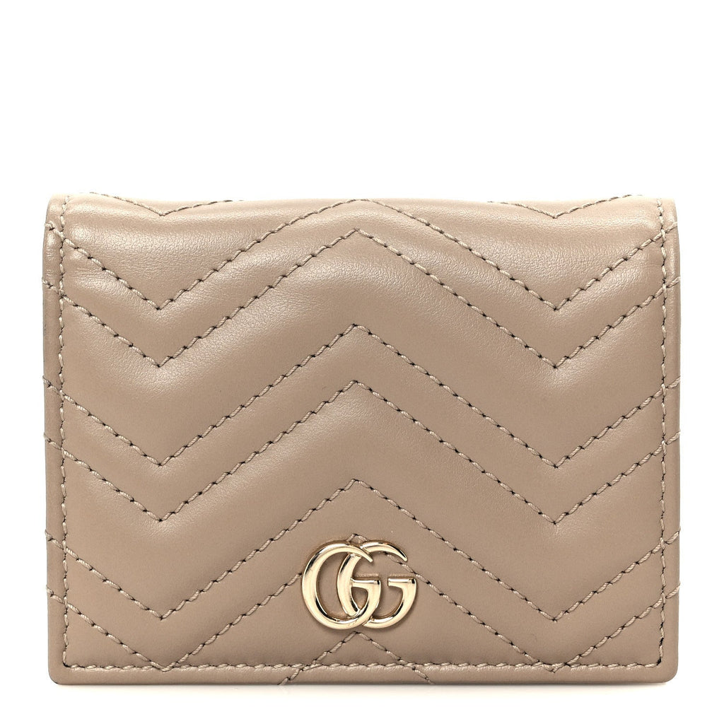Calfskin Matelasse GG Marmont  Case Wallet Taupe