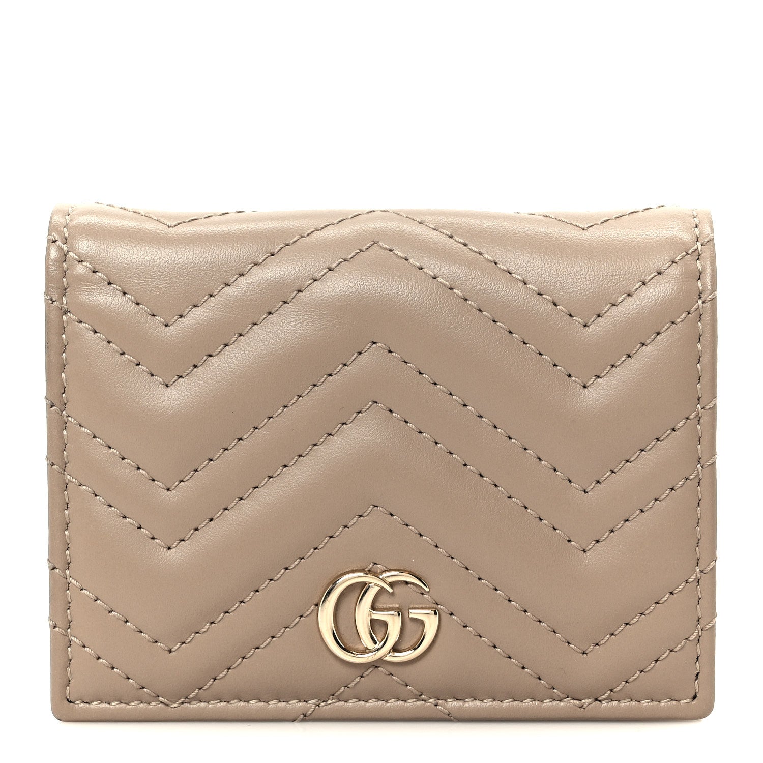Calfskin Matelasse GG Marmont  Case Wallet Taupe