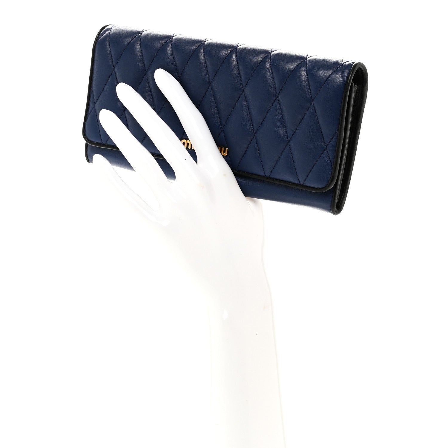Nappa Quilted Flap Wallet Inchiostro