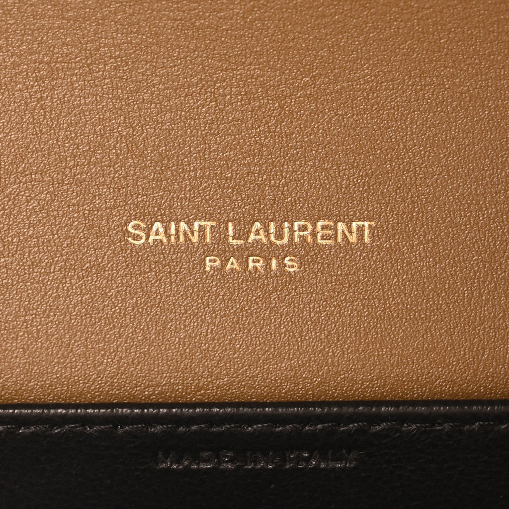 Patent Calfskin Uptown Chain Wallet Taupe