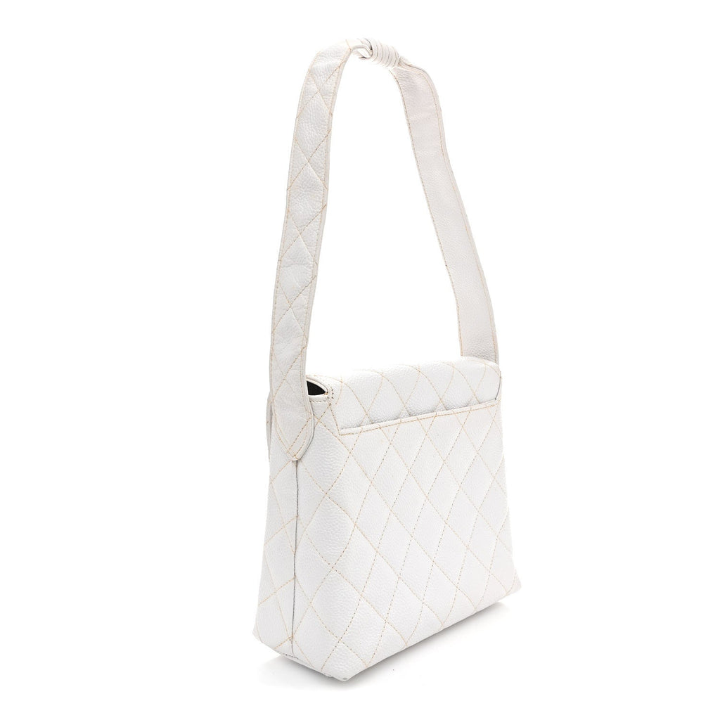 Caviar CC Shoulder Bag White