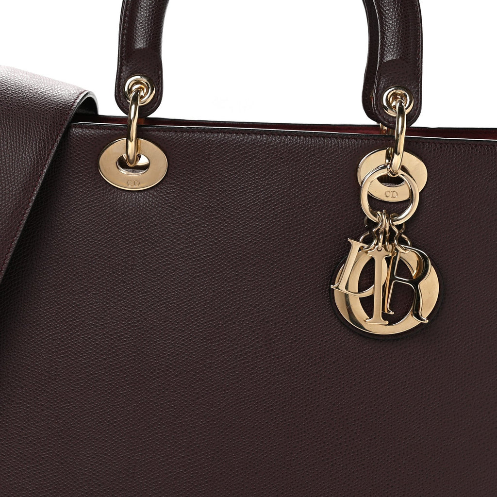 Grained Calfskin Large Lady Dior Burgundy