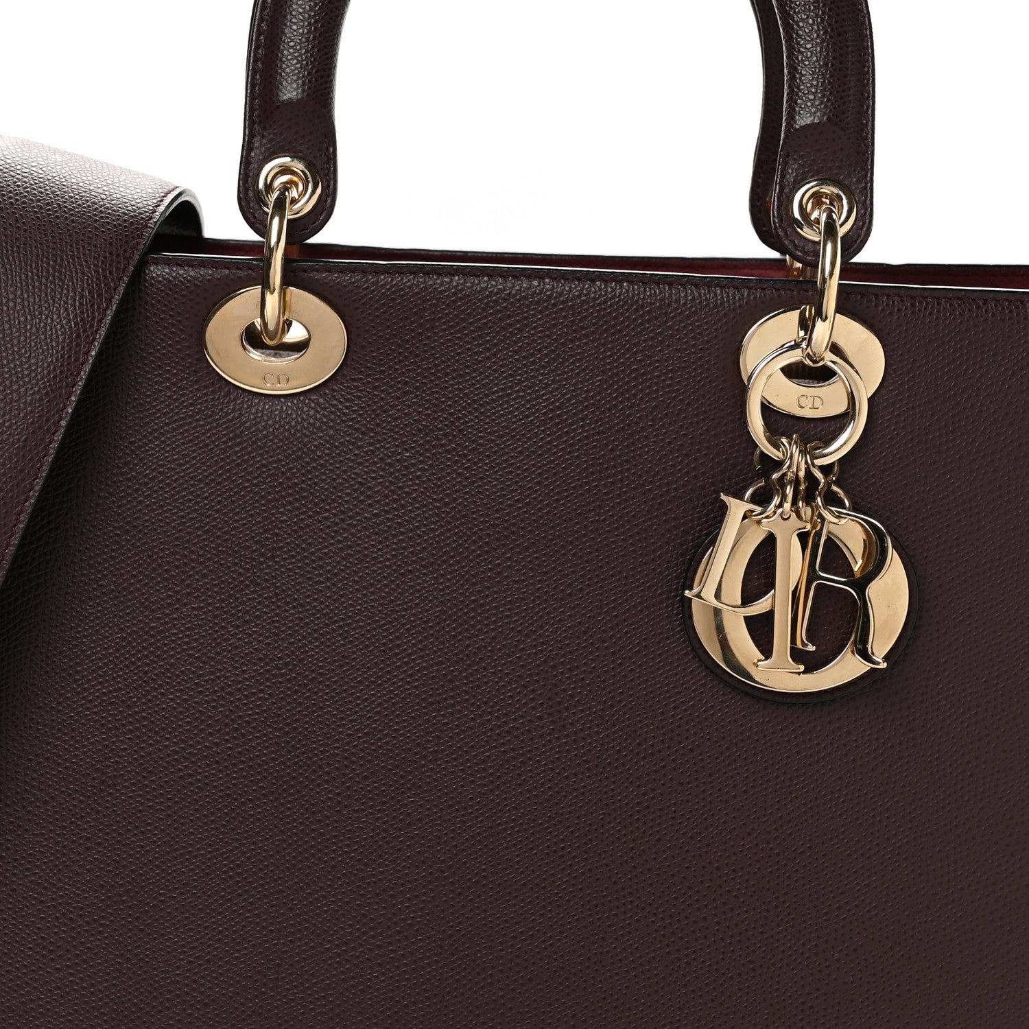 Grained Calfskin Large Lady Dior Burgundy