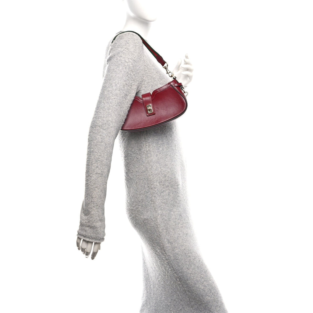 Calfskin Mini Moon Side Shoulder Bag Rosso Ancora