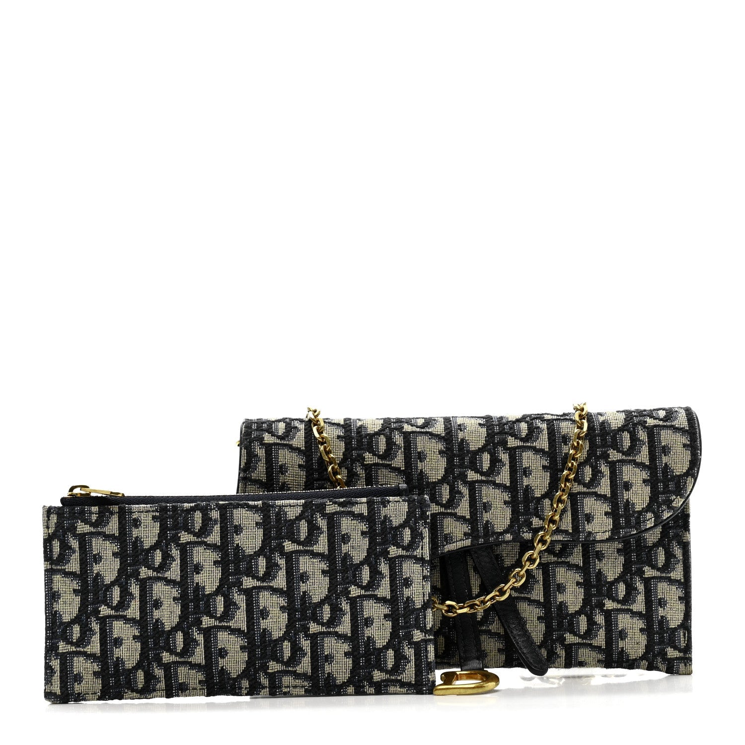 Oblique Saddle Chain Long Wallet Blue