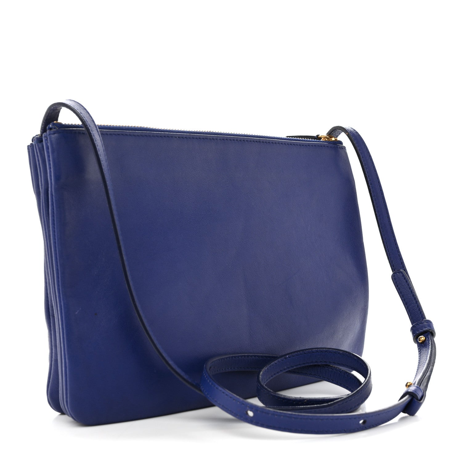 Lambskin Large Trio Crossbody Bag Indigo