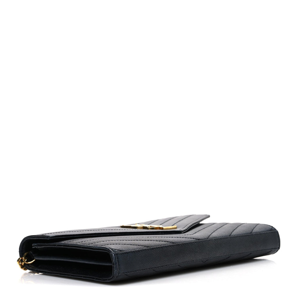 Grain De Poudre Matelasse Chevron Monogram Chain Wallet Black