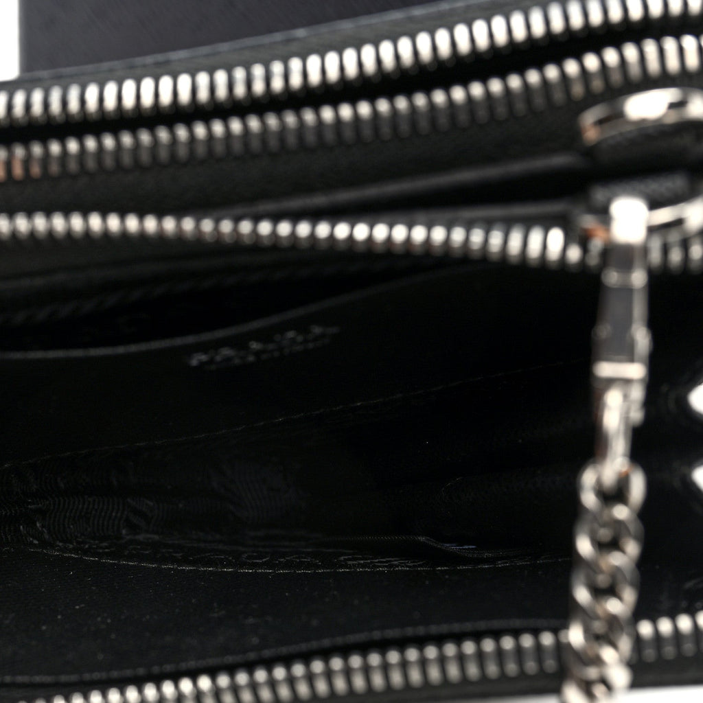 Saffiano Mini Triangle Crossbody Pouch Black