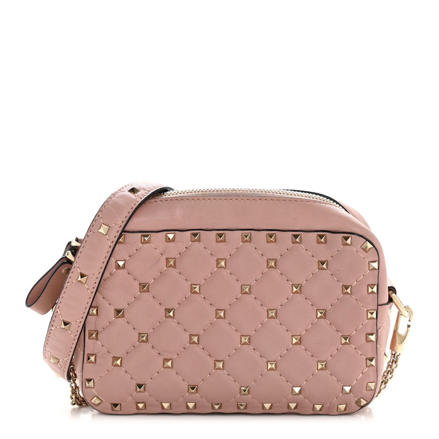 Nappa Rockstud Spike Camera Crossbody Bag Water Rose
