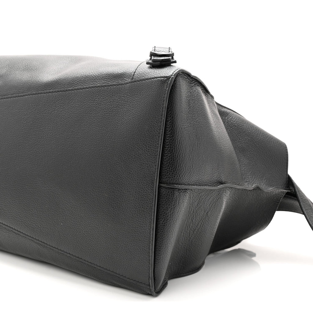 Grained Calfskin Neo Classic Black Hardware Large Top Handle Bag Black