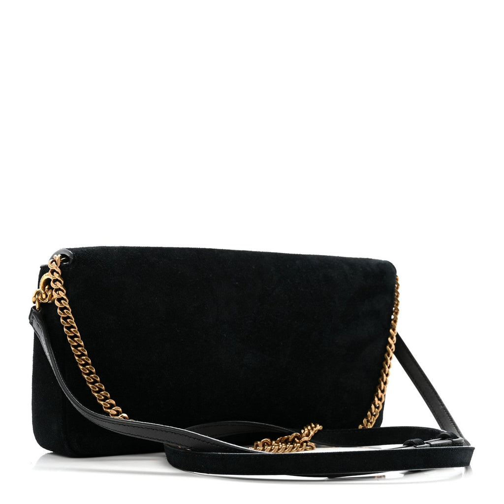 Suede Monogram Tassel Kate 99 Baguette Bag Black