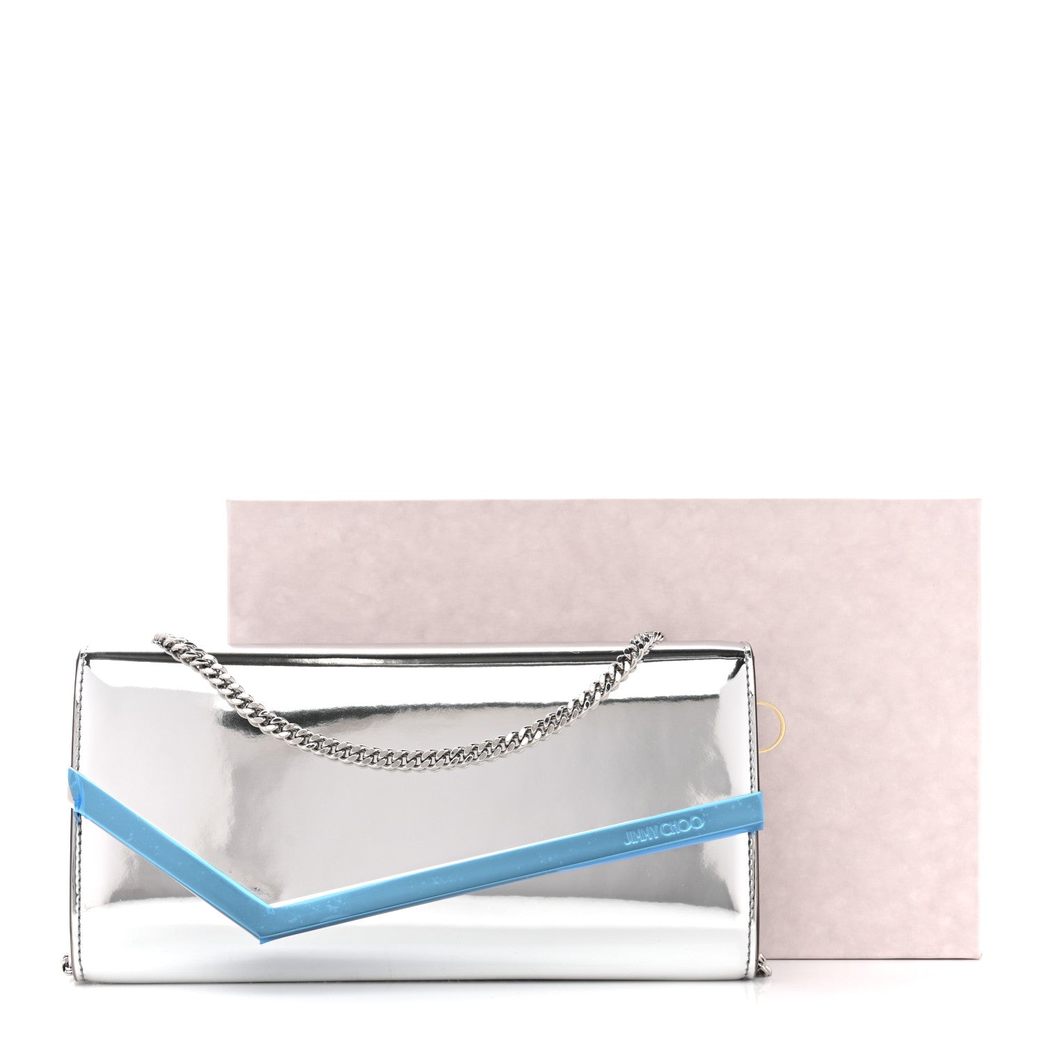 Metallic Mirror Fabric Emmie Clutch Bag Silver