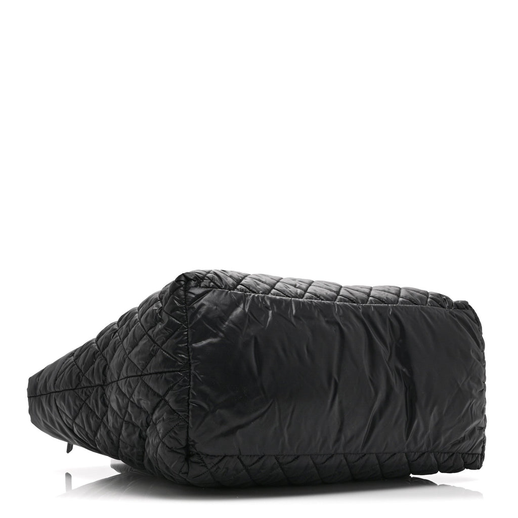Nylon Quilted Large Coco Cocoon Tote Black